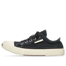 Paris Low-Top-Sneaker «Schwarze, zerrissene Baumwolle und weisses Gummi» 688754W3RC21090