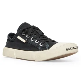 Paris Low-Top-Sneaker «Schwarze, zerrissene Baumwolle und weisses Gummi» 688754W3RC21090