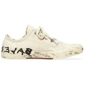 Paris Low-Top-Sneaker «Weisse, zerrissene Baumwolle und weisser Gummi mit Graffiti» 688757W3RR59010