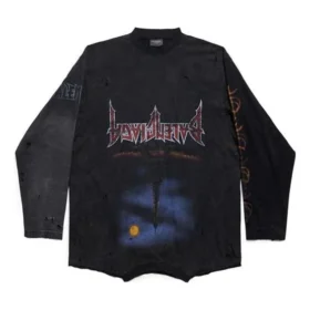 Paris Moon Upside Down Langarm-T-Shirt Oversized «Black Faded» 698155TOVT31055