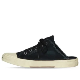 Paris Pantoletten «Black Destroyed Cotton and White Rubber» 693952W3RC31090