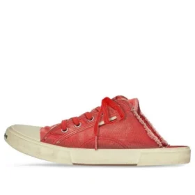 Paris Pantoletten «Red Destroyed Cotton and White Rubber» 693952W3RC36090