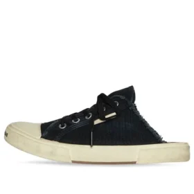 Paris Pantoletten «Schwarze, zerrissene Baumwolle und weisses Gummi» 693953W3RC31090
