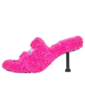 Pelzbesetzte High Heels mit 80-mm-Absatz «Pink» 656632W2DO15096