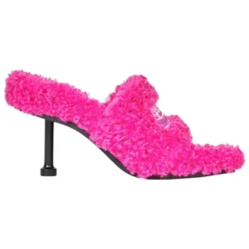 Pelzbesetzte High Heels mit 80-mm-Absatz «Pink» 656632W2DO15096
