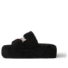 Plateausandalen mit Fellbesatz «Black» 762826W2DO11096