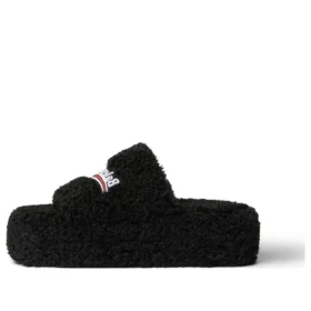 Plateausandalen mit Fellbesatz «Black» 762826W2DO11096