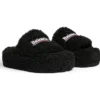 Plateausandalen mit Fellbesatz «Black» 762826W2DO11096