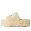 Platform-Pantoletten mit Fellbesatz «Beige» 762826W2DO19796