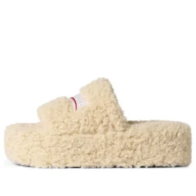 Platform-Pantoletten mit Fellbesatz «Beige» 762826W2DO19796