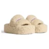 Platform-Pantoletten mit Fellbesatz «Beige» 762826W2DO19796