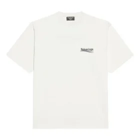 Political Campaign Rundhals-Shirt mit Stickerei in weiter Passform «Weiss» 641655TKVJ19084