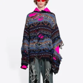 Pullover aus Wollmischung im Destroyed-Fair-Isle-Look «Blue» 662518T16028088