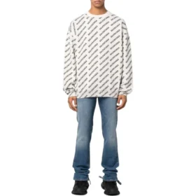 Pullover mit durchgehendem Logo und Rundhalsausschnitt «White Black» 702952T32339054