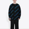 Pullover mit Rundhalsausschnitt und Allover-Logo «Black Blue» 625970T31781165