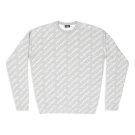 Pullover mit Rundhalsausschnitt und durchgehendem Logo «Hellgrau-Weiss» 702952T32331461