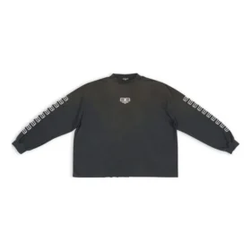Pullover mit Rundhalsausschnitt und gesticktem BB-Logo am Ärmel «Washed Black White» 699191TMVG79034
