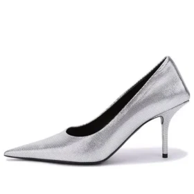 Pumps mit geprägtem, quadratischem Schaft «Silver» 572879WBB208100