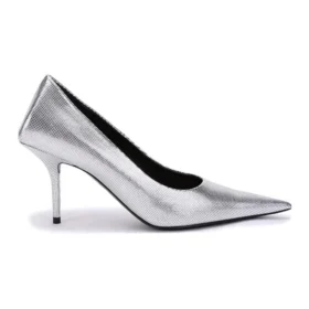 Pumps mit geprägtem, quadratischem Schaft «Silver» 572879WBB208100