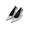 Pumps mit geprägtem, quadratischem Schaft «Silver» 572879WBB208100