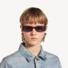 Rechteckige Damen-Sonnenbrille «Dynasty» in dunklem Burgunderrot Rechteckige Damen-Sonnenbrille «Dynasty» in dunklem Burgunderrot