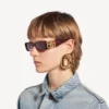 Rechteckige Damen-Sonnenbrille «Dynasty» in dunklem Burgunderrot Rechteckige Damen-Sonnenbrille «Dynasty» in dunklem Burgunderrot