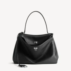 Rodeo-Handtasche, gross, genarbtes Kalbsleder, schwarz