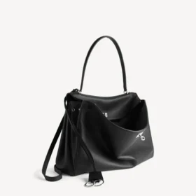 Rodeo-Handtasche, gross, genarbtes Kalbsleder, schwarz
