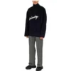 Rollkragenpullover aus gebürsteter Baumwolle mit Scribble-Logo «Navy» 625935T31828065