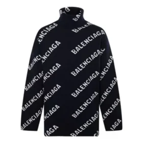 Rollkragenpullover mit durchgehendem Logo «Black White» 621018T15674177