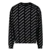 Rundhalspullover mit durchgehendem Logo «Schwarz-Weiss» 702952T32331070