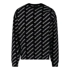 Rundhalspullover mit durchgehendem Logo «Schwarz-Weiss» 702952T32331070