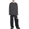 Rundhalspullover mit durchgehendem Logo «Schwarz-Weiss» 702952T32331070