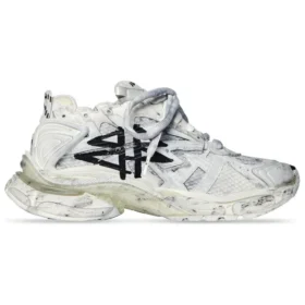 Runner Graffiti Sneakers «Black and White Mesh and Nylon» 677403W3RBQ9010