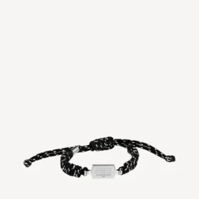 Saint-Germain-Spitzenarmband in Schwarz/Weiss/glänzendem Silber