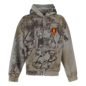 Scribbled Hoodie in mittlerer Passform «Grey» 744457TOVA81300