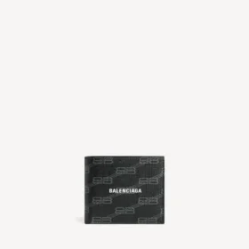 Signature-Brieftasche für Herren, quadratisch gefaltet, aus beschichtetem BB Monogram-Canvas in Schwarz/Grau