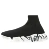 Speed 2.0 Graffiti Sneaker «Schwarzer recycelter Strick und weisse Sohle» 617196W2DD41091