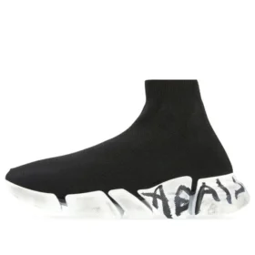 Speed 2.0 Graffiti Sneaker «Schwarzer recycelter Strick und weisse Sohle» 617196W2DD41091