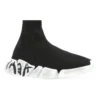 Speed 2.0 Graffiti Sneaker «Schwarzer recycelter Strick und weisse Sohle» 617196W2DD41091