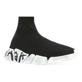 Speed 2.0 Graffiti Sneaker «Schwarzer recycelter Strick und weisse Sohle» 617196W2DD41091