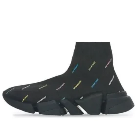 Speed 2.0 Sneaker «Recycled Knit Black mit mehrfarbigem Allover-Logo» 617239W2DF01088