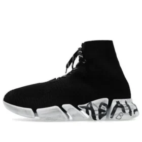 Speed 2.0 Sneaker «Schwarzer recycelter Strick und weisse Sohle» 617258W2DD41091