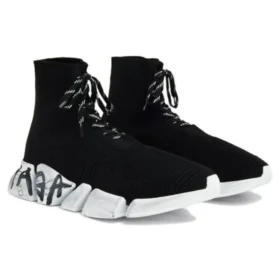 Speed 2.0 Sneaker «Schwarzer recycelter Strick und weisse Sohle» 617258W2DD41091