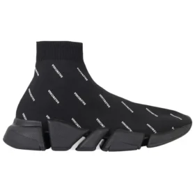 Speed 2.0 Sneaker «Schwarzer Strick mit weissem Allover-Logo» 617239W2DBO1090