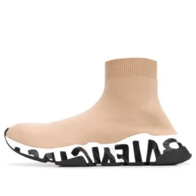 Speed Graffiti Sneaker «Beige Knit mit weisser und schwarzer Graffiti-Sohle» 605942W2DB79791