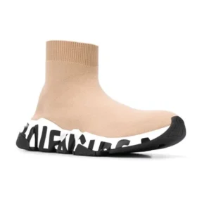 Speed Graffiti Sneaker «Beige Knit mit weisser und schwarzer Graffiti-Sohle» 605942W2DB79791