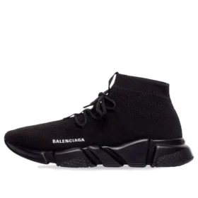 Speed Lace Up Sneaker «Schwarzer recycelter Strick und schwarze Sohle» 587289W2DB11013