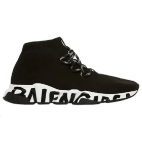 Speed-Sneaker «Schwarzer recycelter Strick mit schwarzer Graffiti-Sohle» 621611W05GE1015