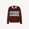 Sportliches Herren-Poloshirt mit aufgesetzten Patches in Burgunderrot/mehrfarbig